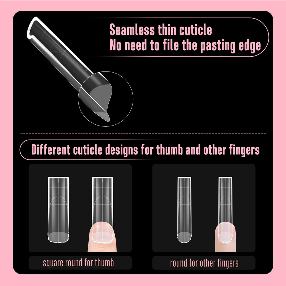NOVO OVO side view of extra-thick free edge for stronger extensions