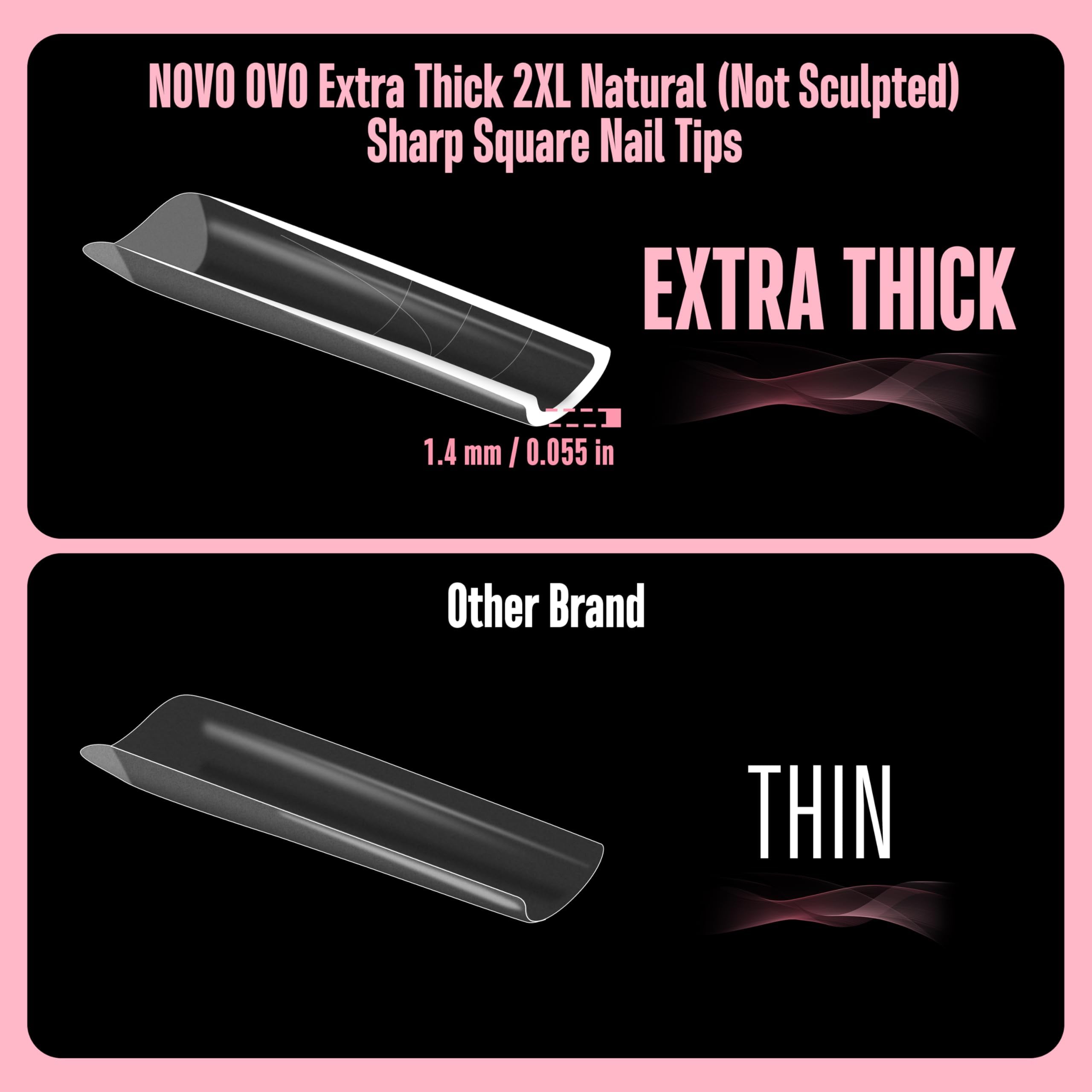 NOVO OVO close-up of pre-filed cuticle edge for faster adhesion