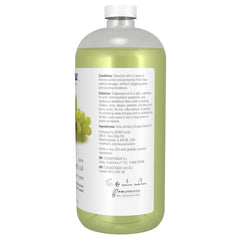 NOW grapeseed oil pouring from bottle close-up illustrating smooth, lightweight flow