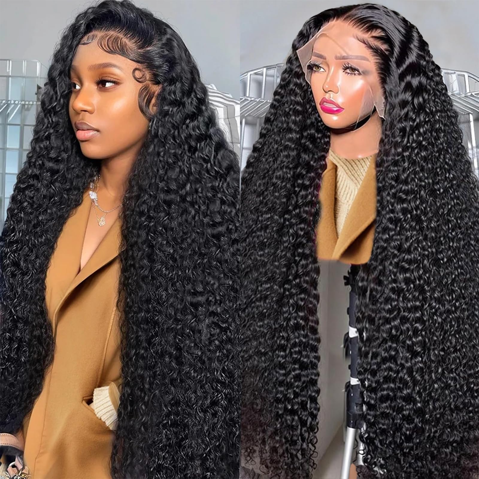 Noxlouis front view showing 13x4 HD lace frontal and natural hairline benefit: realistic parting