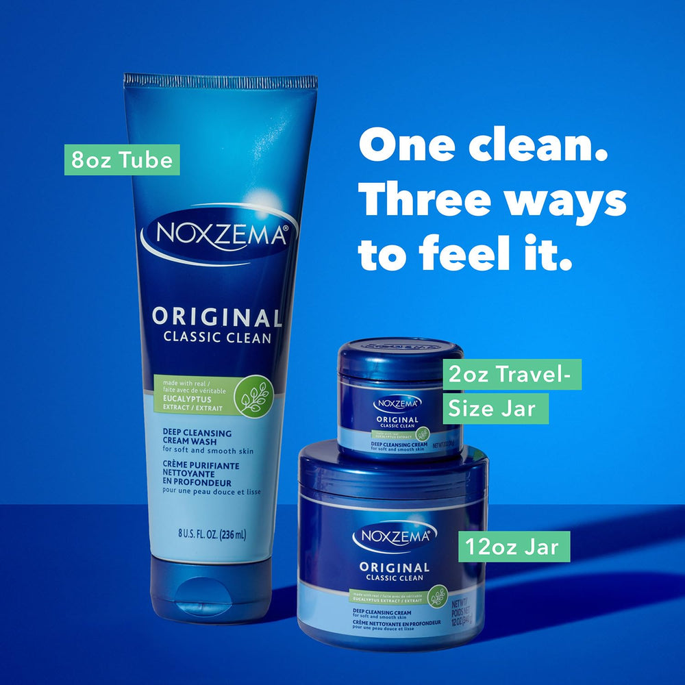 Noxzema before and after cleanse visual showing reduced surface oil