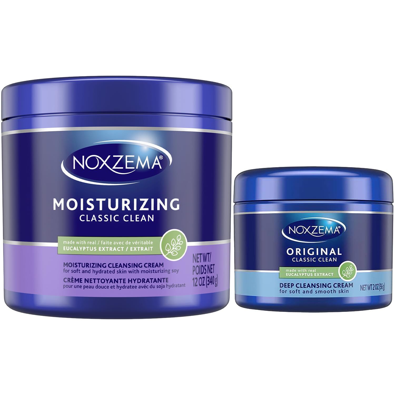 Noxzema moisturizing 12 oz jar front view showing cleanser benefit