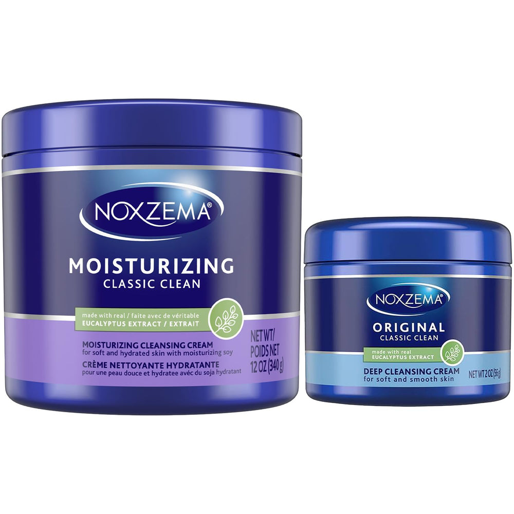 Noxzema moisturizing 12 oz jar front view showing cleanser benefit
