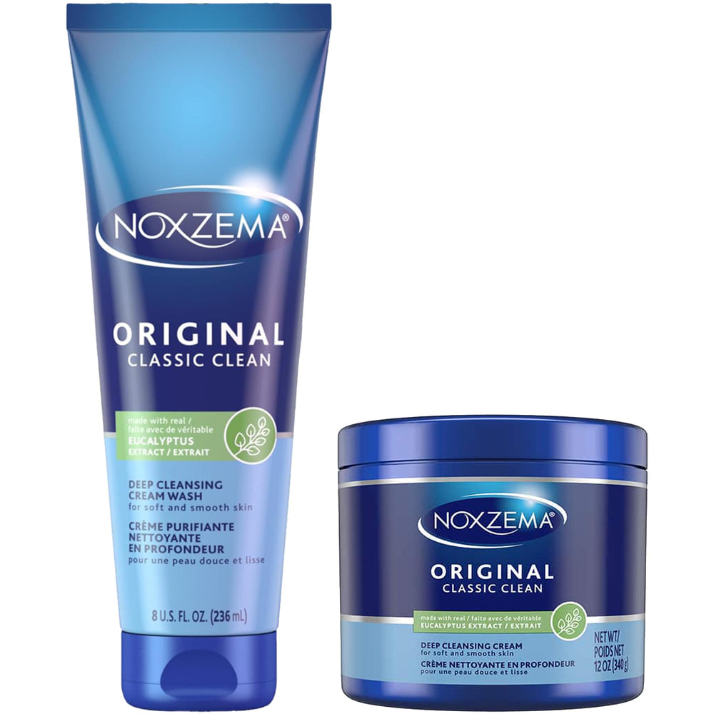 Noxzema jar front view showing product and classic branding, clear cleansing benefit