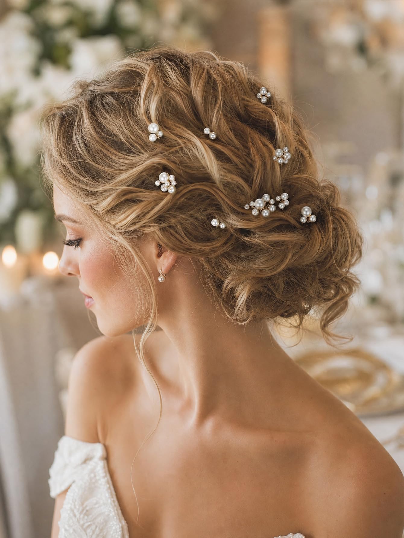 NSEEVLOM front view of gold pearl pins showing elegant design and sheen