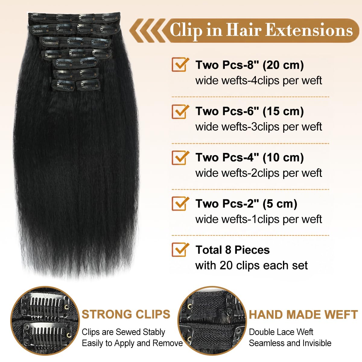 Nsukat texture detail of kinky straight strands, highlighting natural movement and blendability