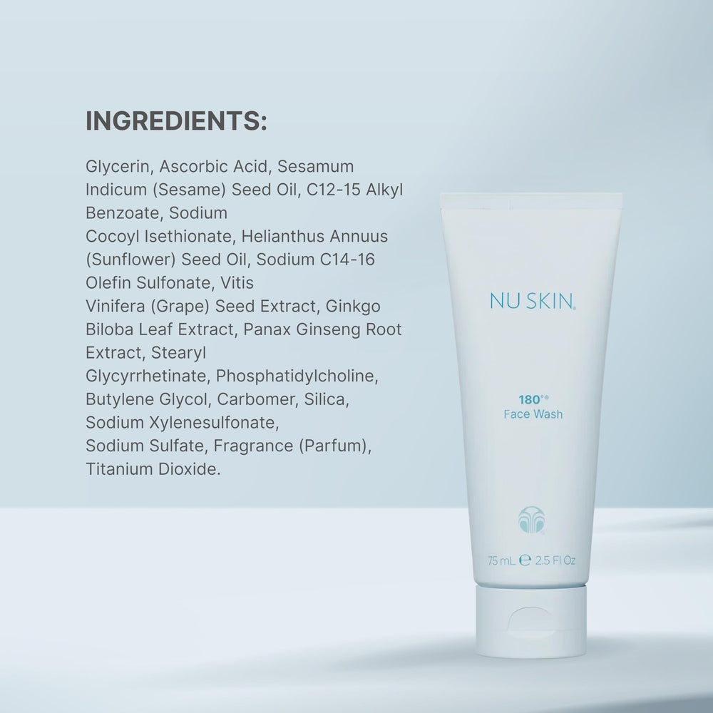 Nu Skin 180° in bathroom setting suggesting daily routine use