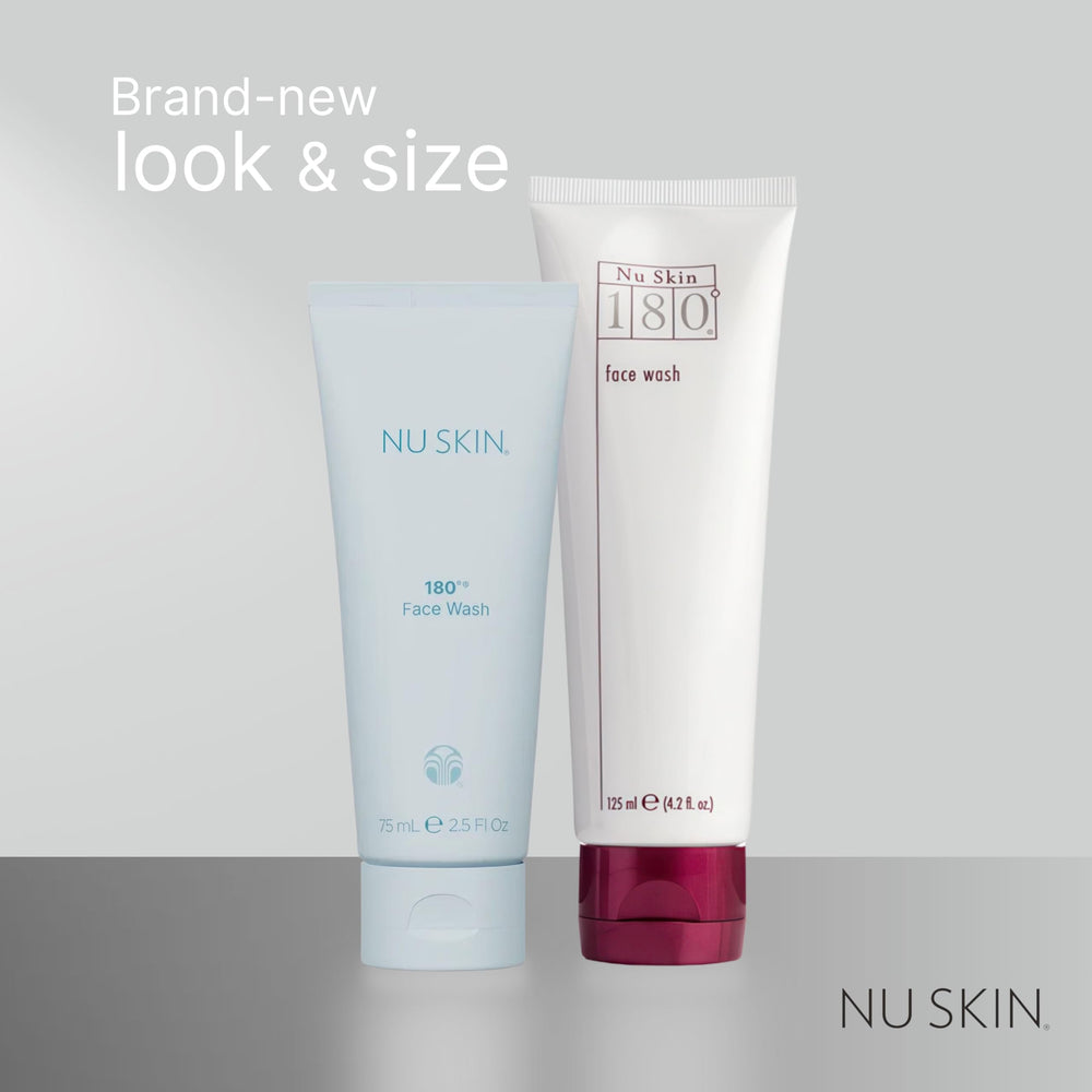 Nu Skin 180° creamy lather close-up demonstrating gentle cleanse