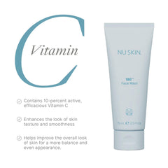 Nu Skin 180° tube label close-up highlighting vitamin C formula