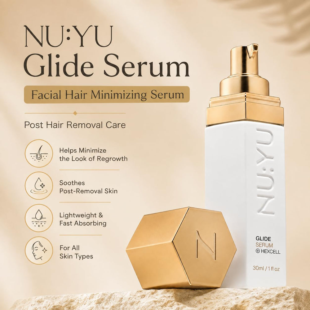 Nu Yu Skin on bathroom shelf in routine setting for easy morning and evening use