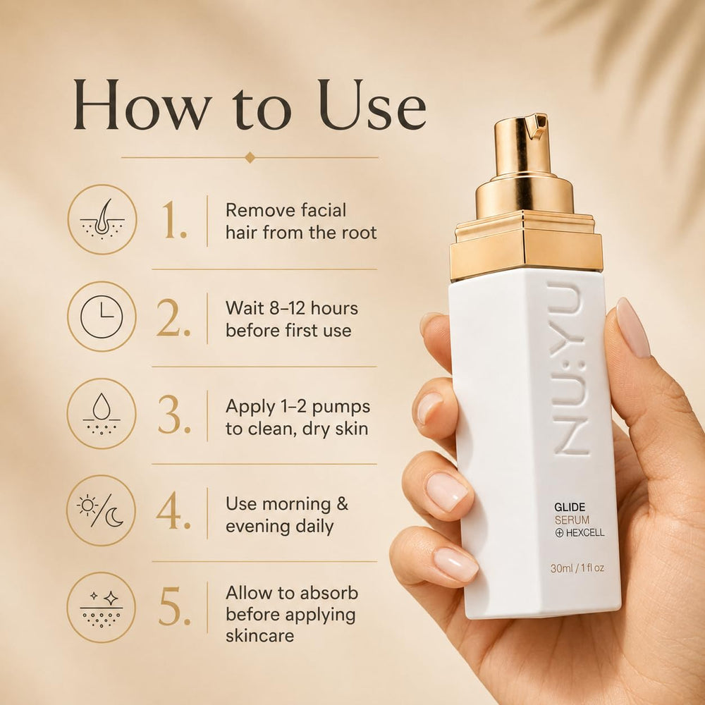 Nu Yu Skin applied to upper lip area showing softer-looking regrowth benefit