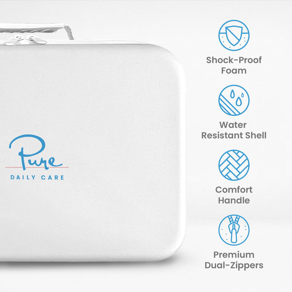 Pure Daily Care NuDerma handle and zipper detail for easy carrying
