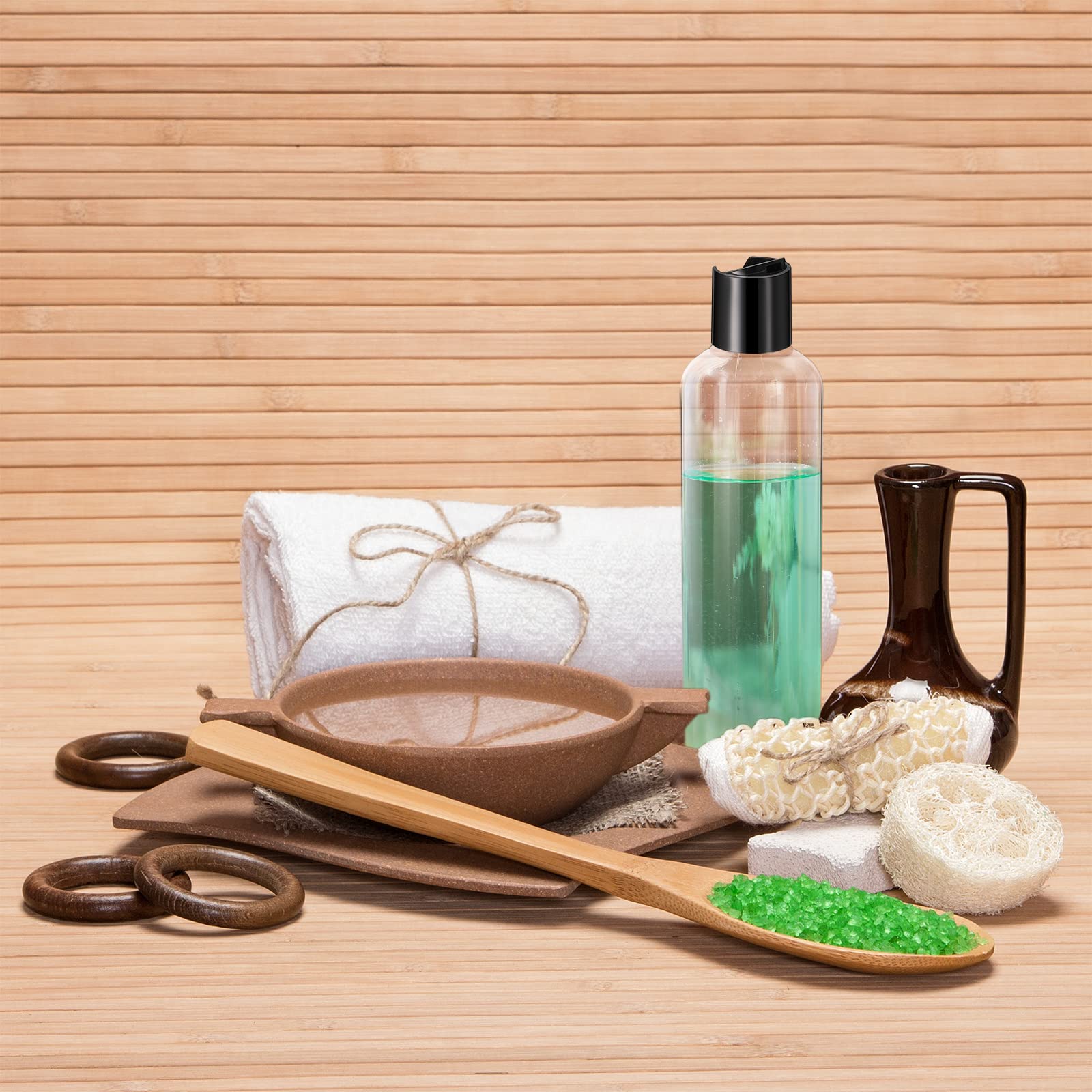 Nuenen bottles filled with shampoo and lotion for easy dispensing