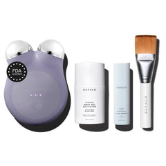 NuFACE MINI+ front view showing violet dusk finish and compact design for portability