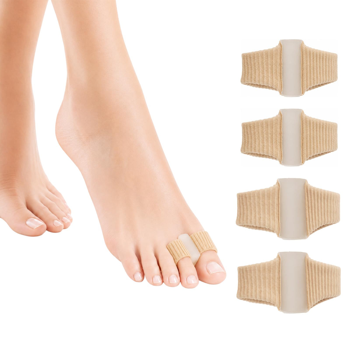 NUGRXIS front packaging showing 4-pack gel toe spacers and benefits