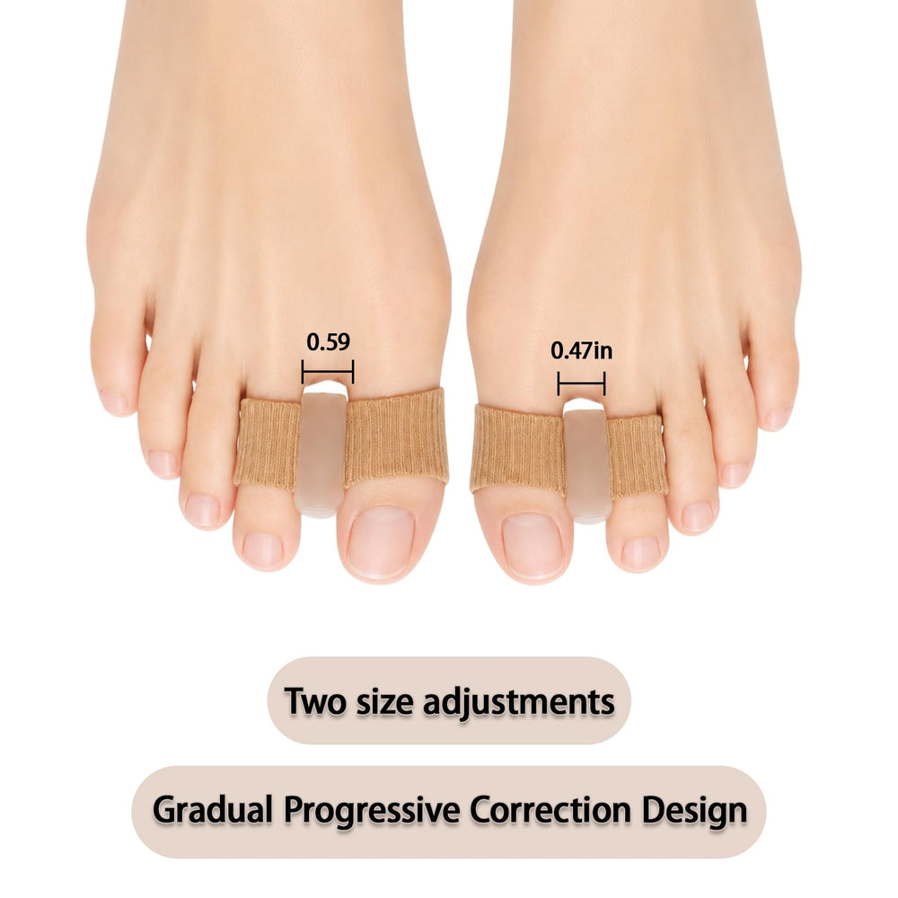 NUGRXIS toe spacers worn on toes demonstrating secure fit during movement