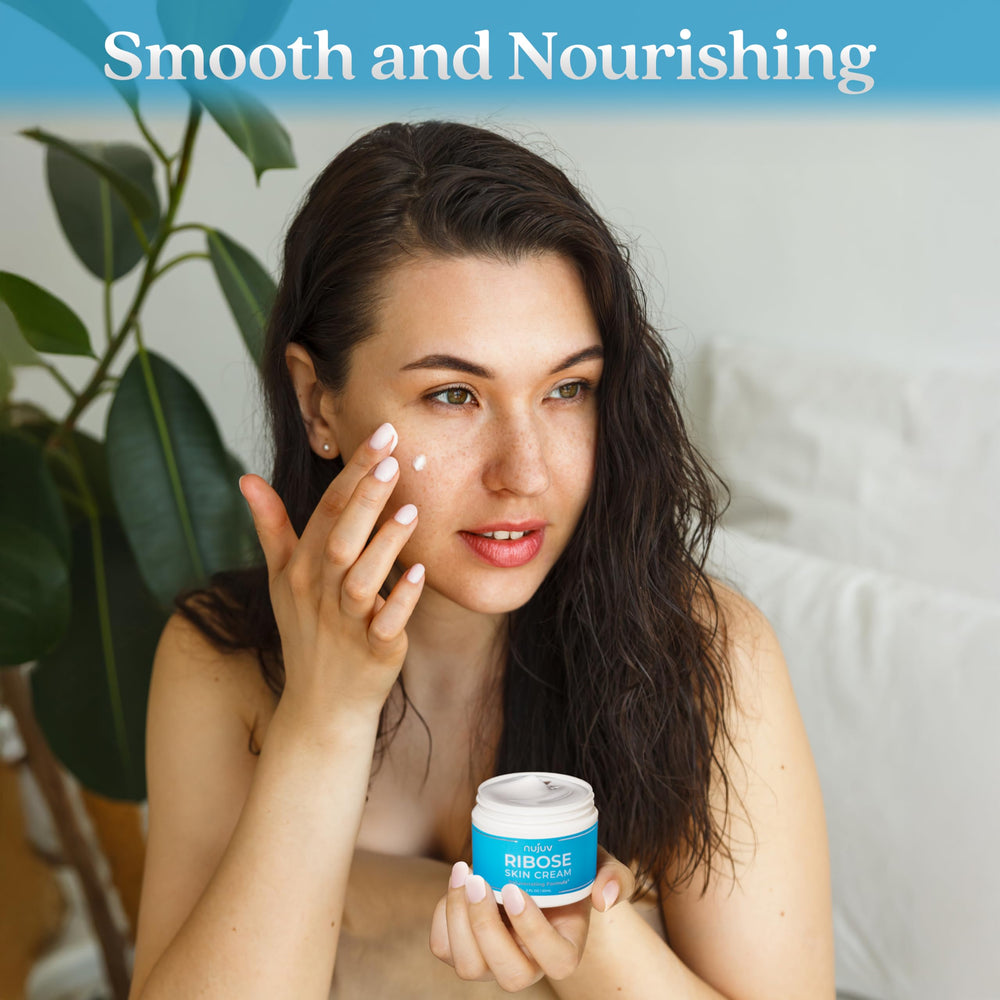 nuJuv cream texture close-up highlighting lightweight, non-greasy finish benefit