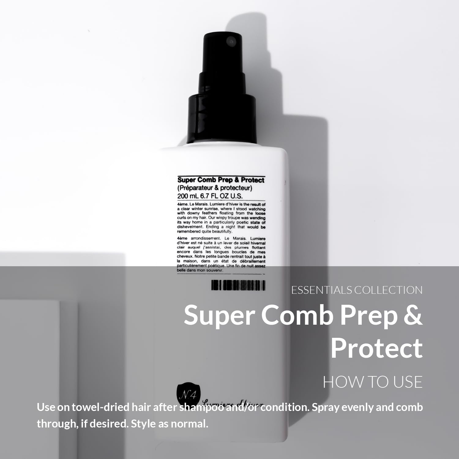 Number 4 spray texture with droplets illustrating lightweight conditioning and slip