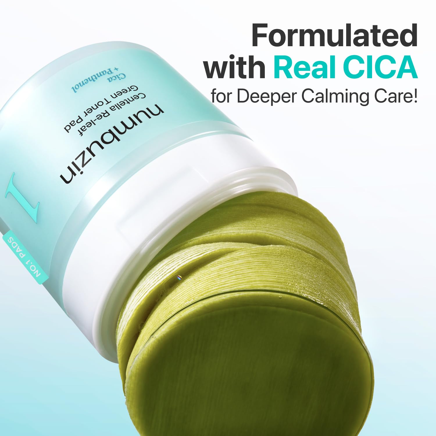 numbuzin botanical ingredients flatlay showing centella and heartleaf calming benefits