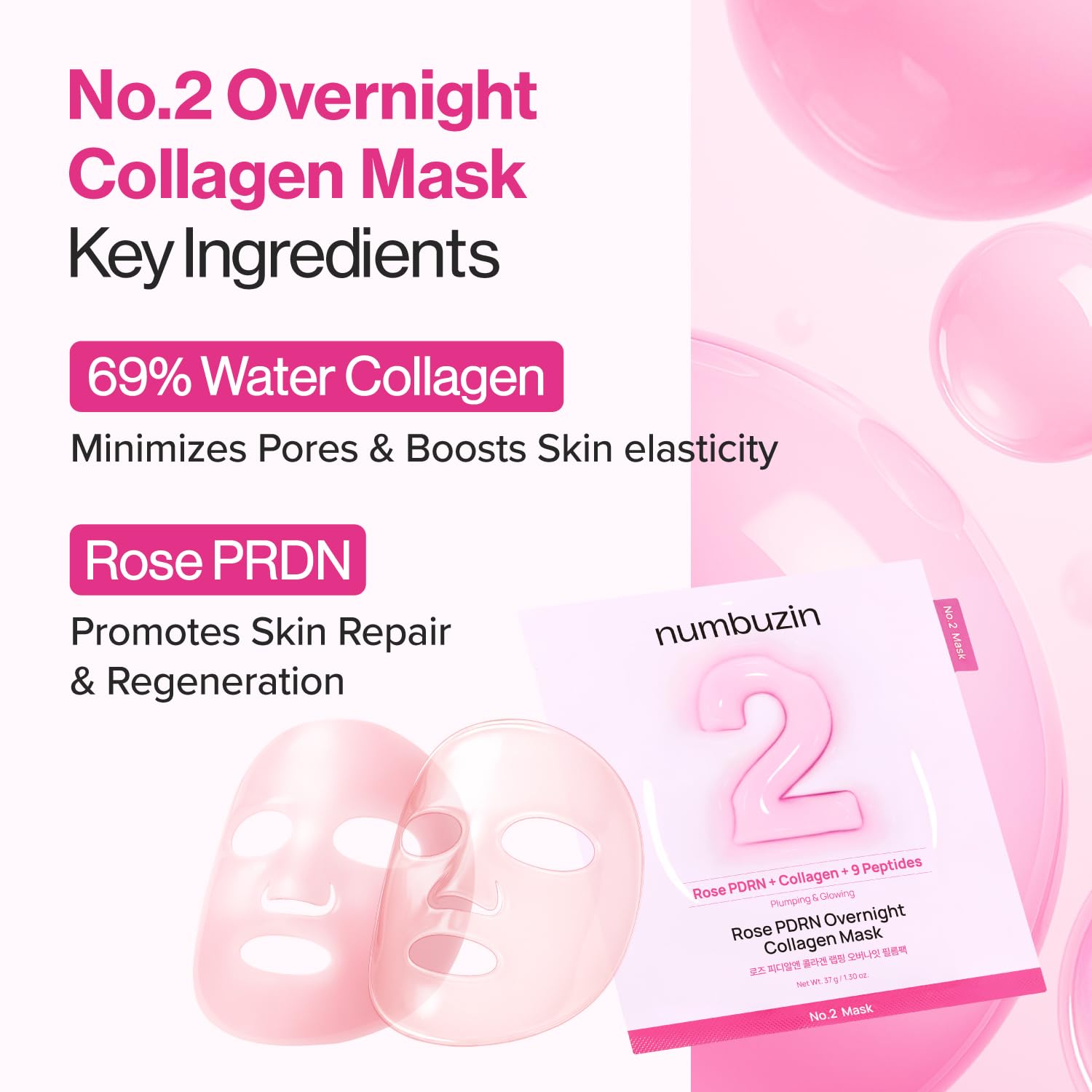 numbuzin ingredients close-up highlighting collagen peptides and efficacy benefit