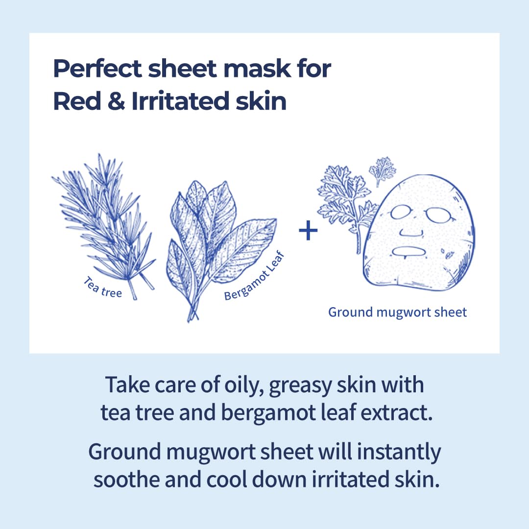 numbuzin ingredients bottle arrangement with tea tree and bergamot, emphasizes calming extracts
