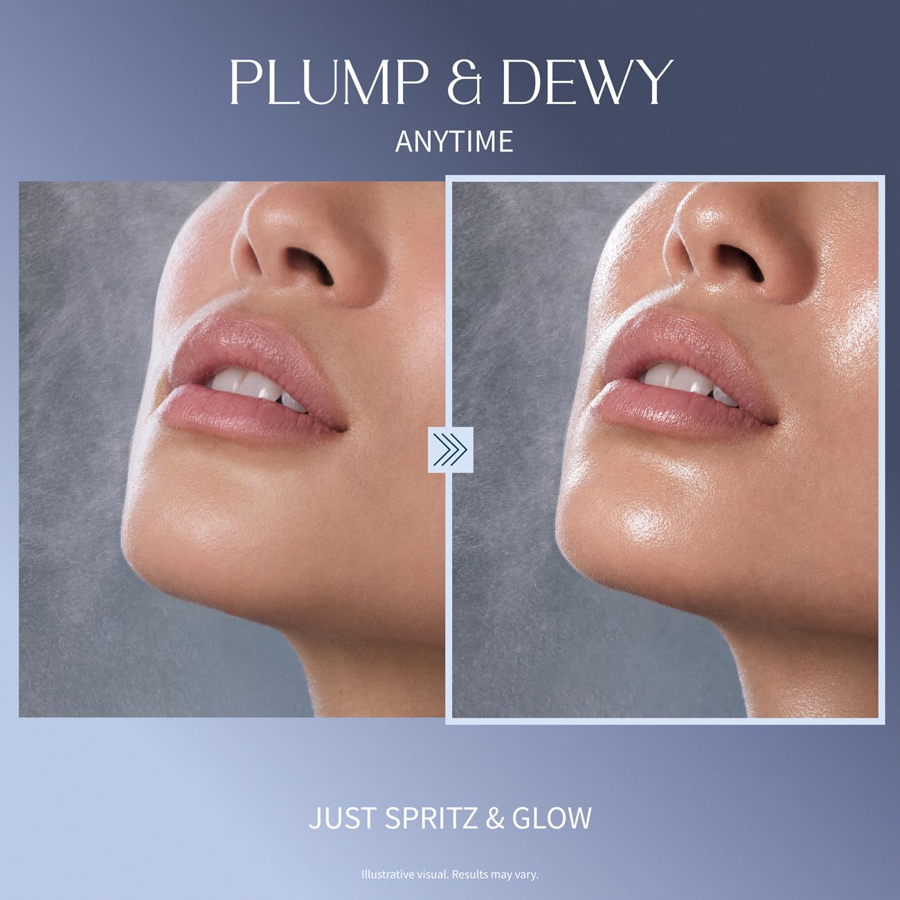 NUNA fine facial mist spraying on model for instant hydrating refresh
