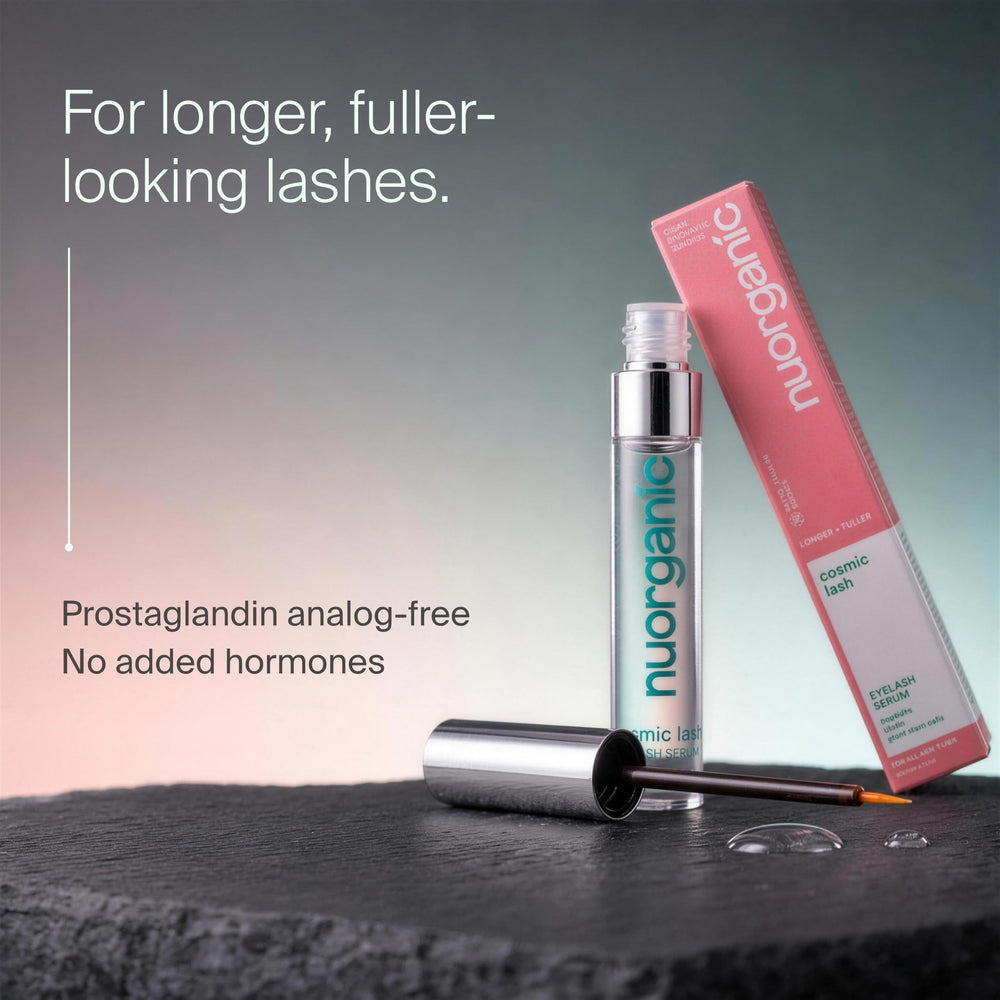 NuOrganic applicator brush closeup for precise nightly stroke benefit: controlled application