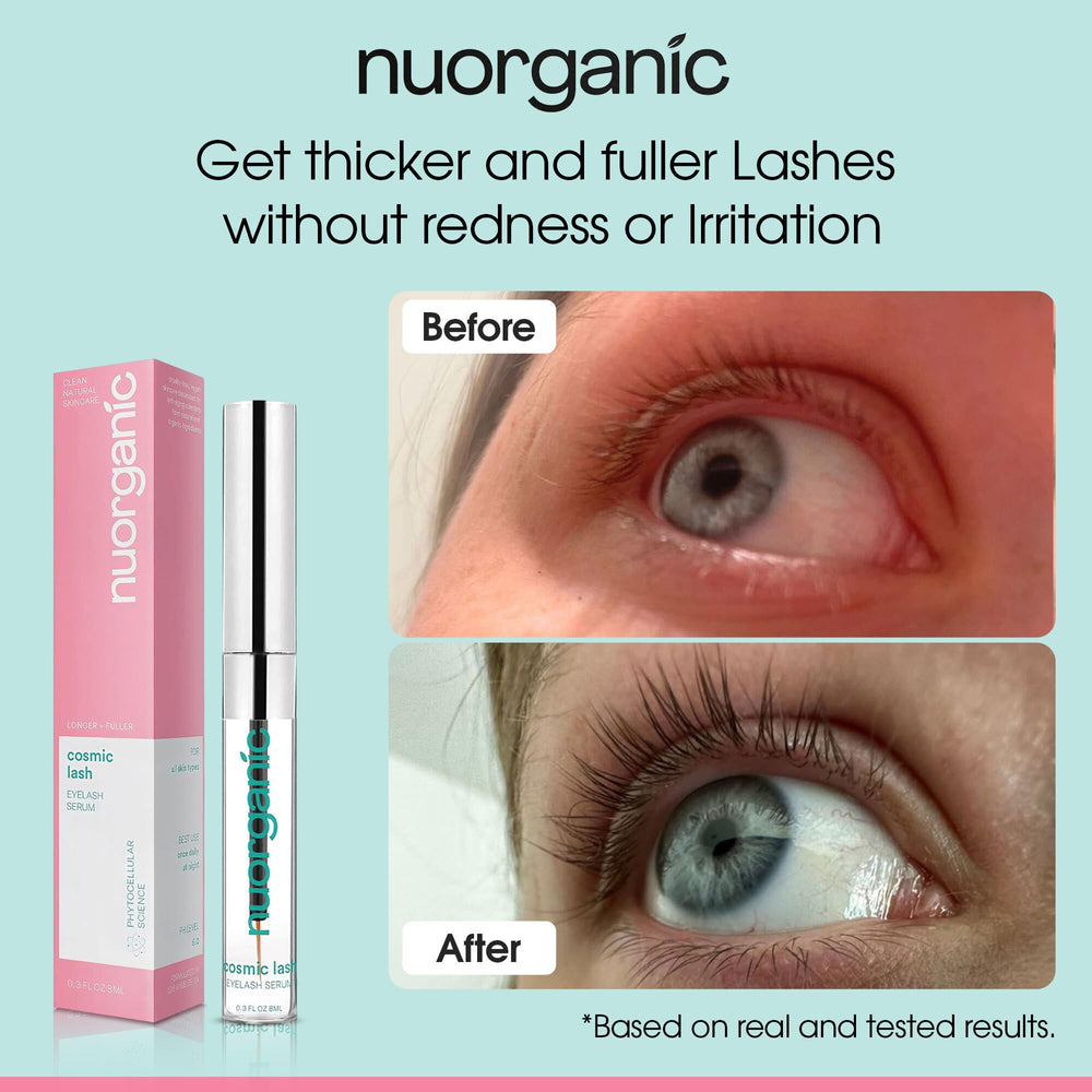 NuOrganic clear serum drop showing lightweight texture benefit: quick absorption