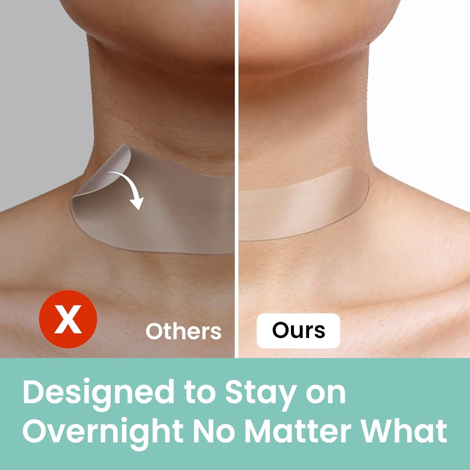 NURIVE patch placed on frown line showing secure adhesion benefit