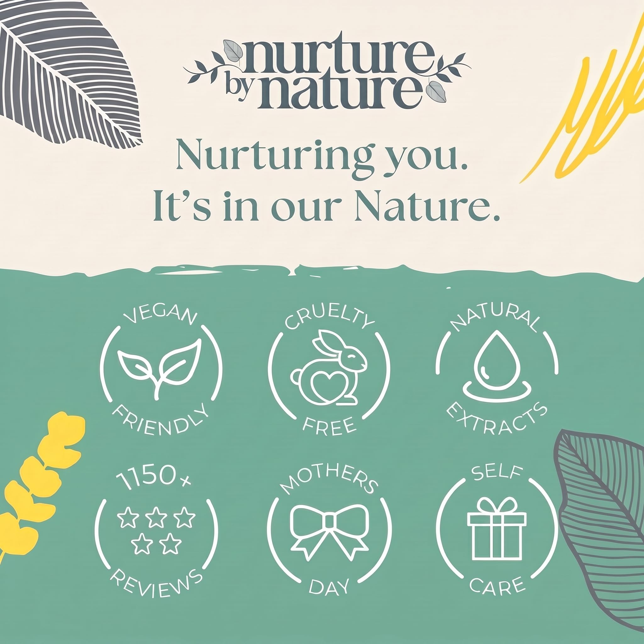Nurture by Nature product next to hand, shows true size