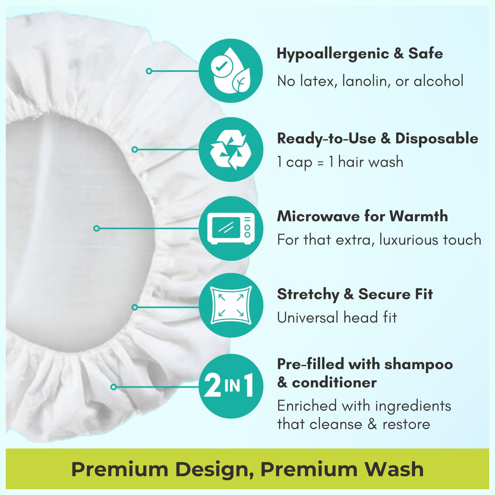 nurture valley cap worn by user showing tidy, mess-free waterless wash