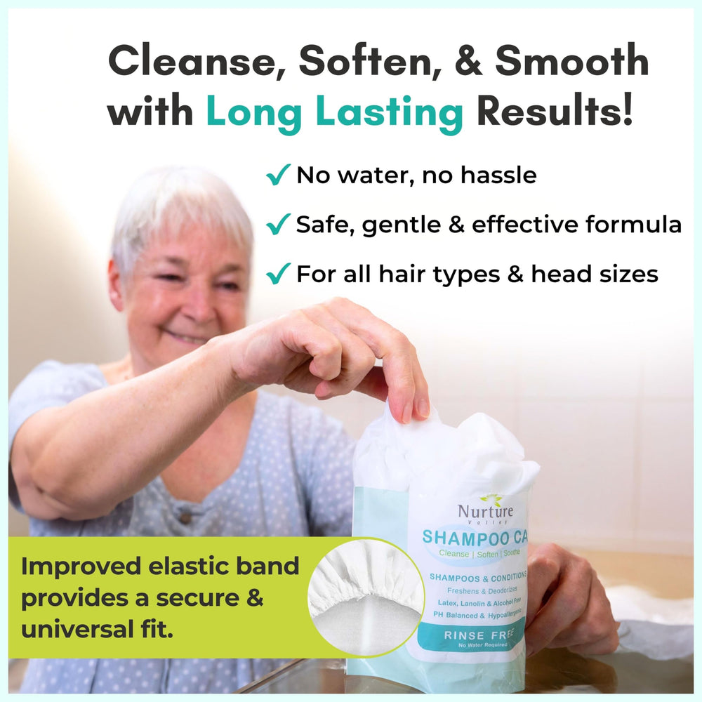 nurture valley warmed cap held in hand ready to apply for comfortable cleansing