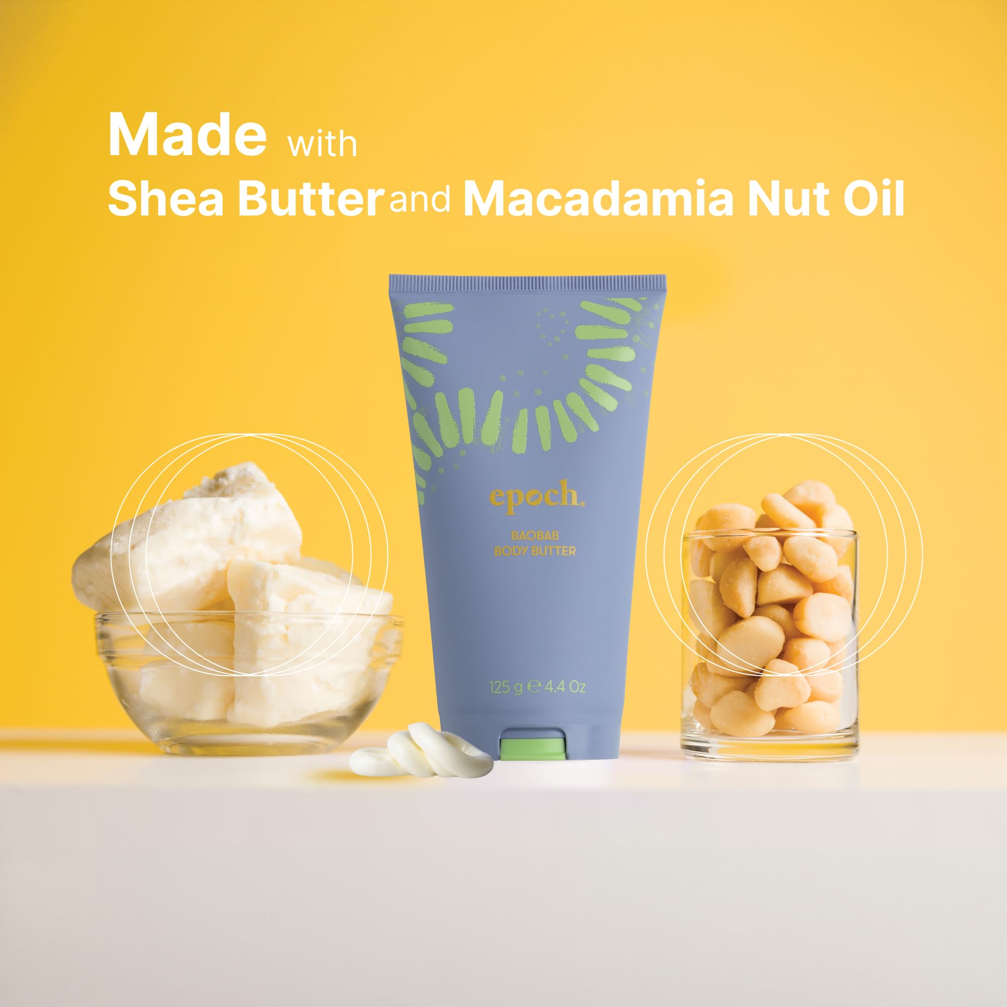Nu Skin Epoch Baobab ingredient label highlighting baobab, shea and macadamia nut oils