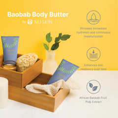 Nu Skin Epoch Baobab being scooped into palm demonstrating easy application and absorption