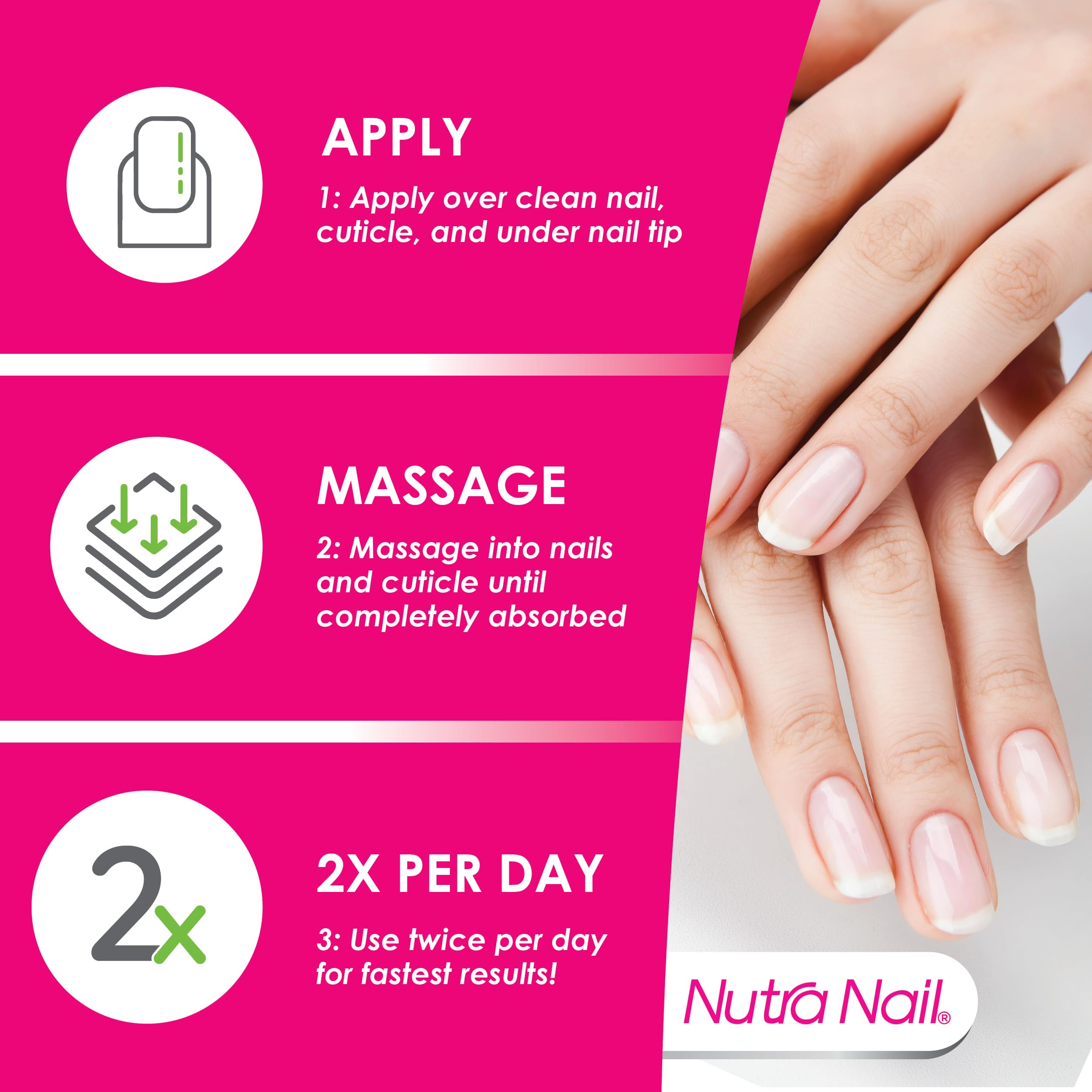 Nutra Nail bottle beside coin indicating compact 0.47 fl oz size