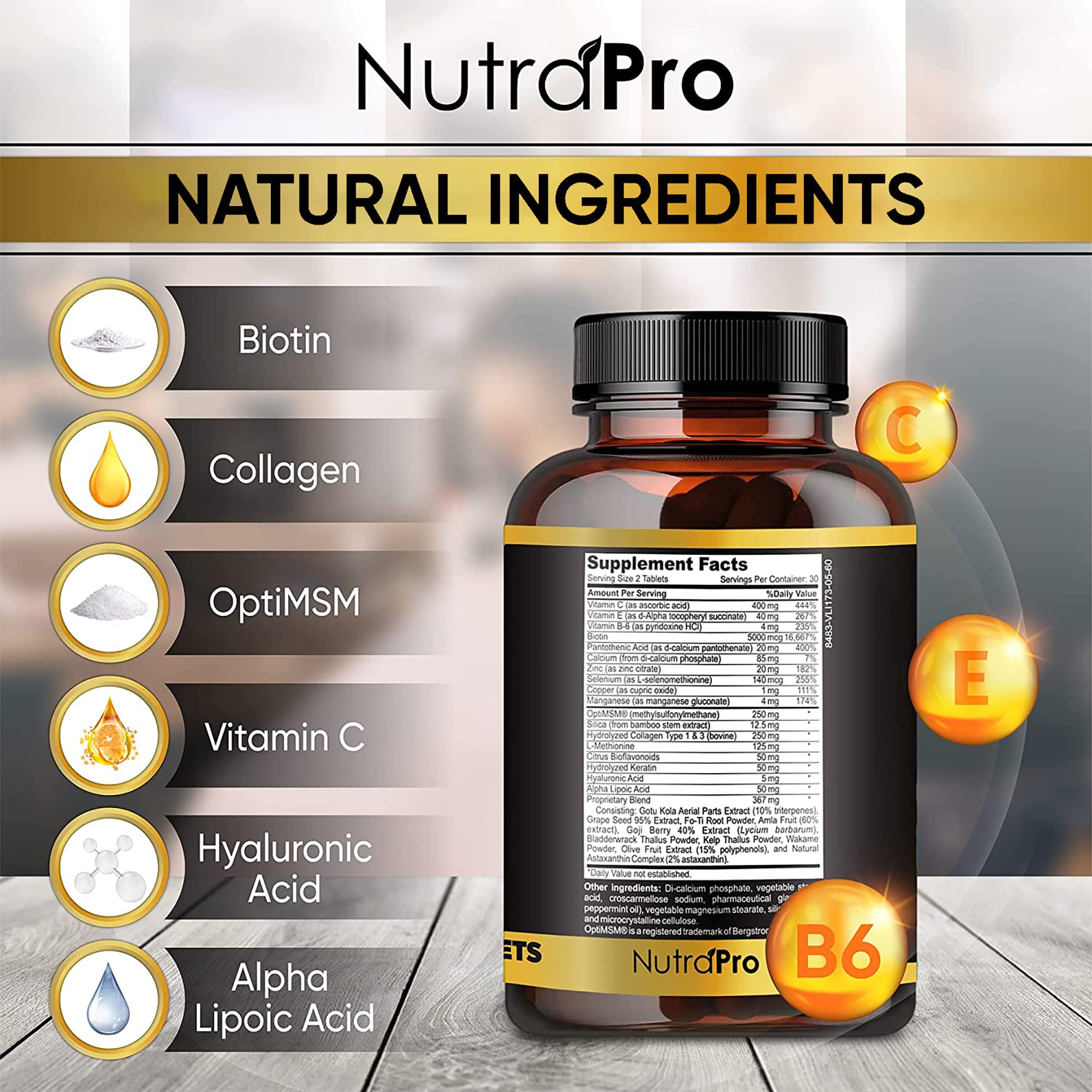 NutraPro lifestyle usage showing man taking supplement to support hair and beard routines