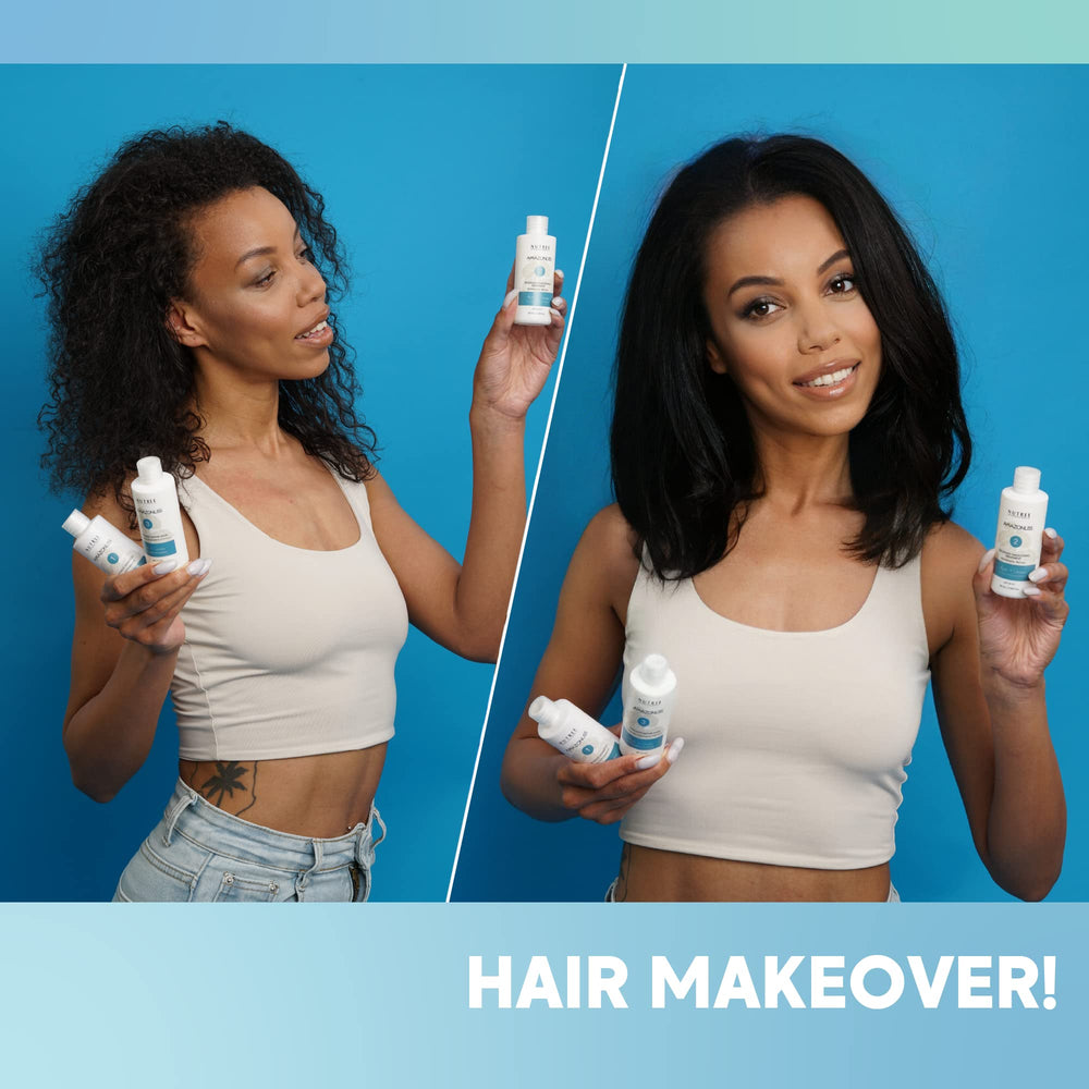Nutree Professional Amazonliss finished sleek hair styled in a casual lifestyle scene