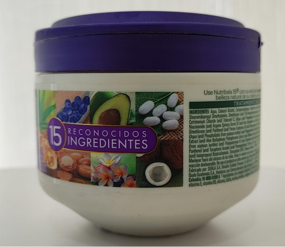 Nutribela15 being applied to damp hair demonstrating quick three-minute treatment and protection