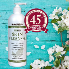 NutriBiotic cleanser in hand being lathered to show mild in-use comfort