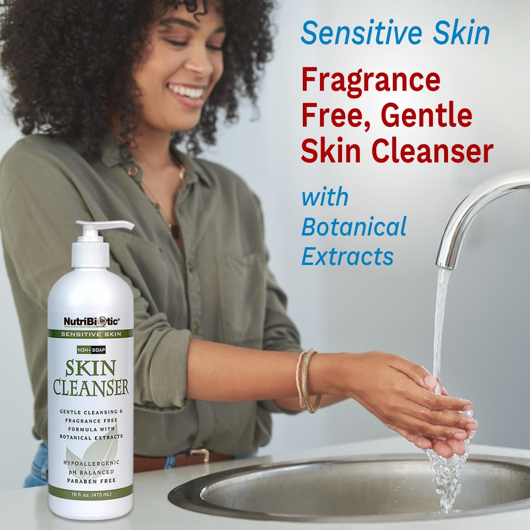 NutriBiotic pump close-up showing smooth cleanser texture for gentle cleansing