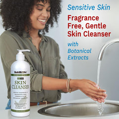 NutriBiotic pump close-up showing smooth cleanser texture for gentle cleansing