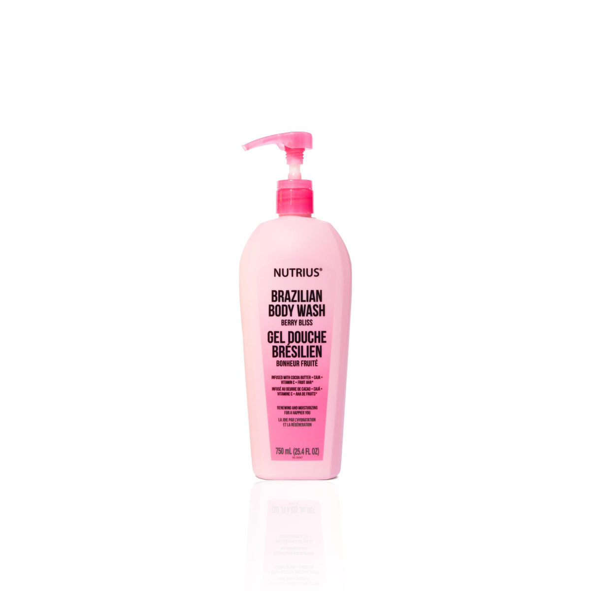 Nutrius front bottle showing Berry Bliss scent and moisturizing benefit