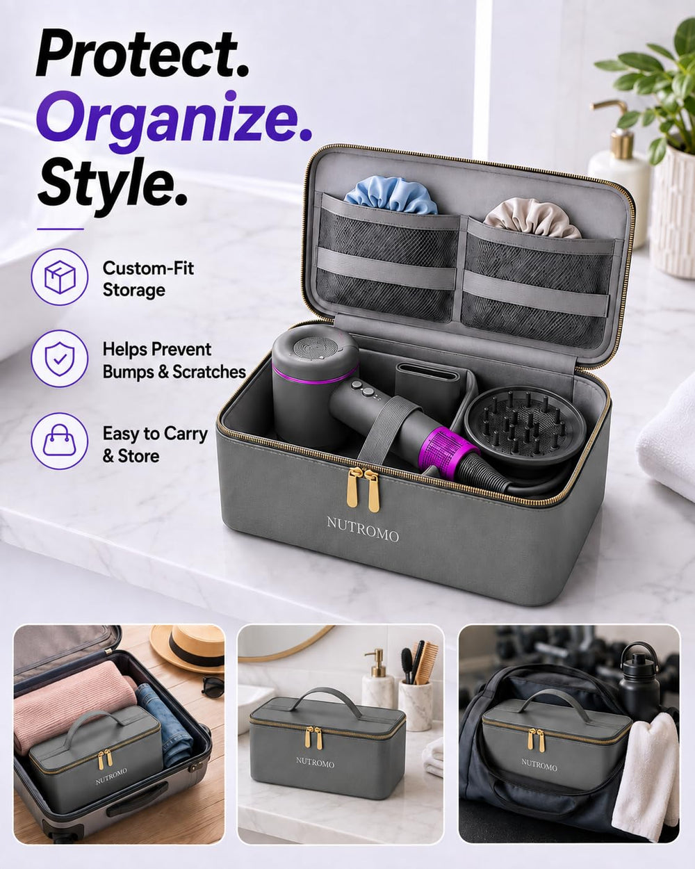 NUTROMO concentrator smoothing hair for sleek straight styles and precise airflow