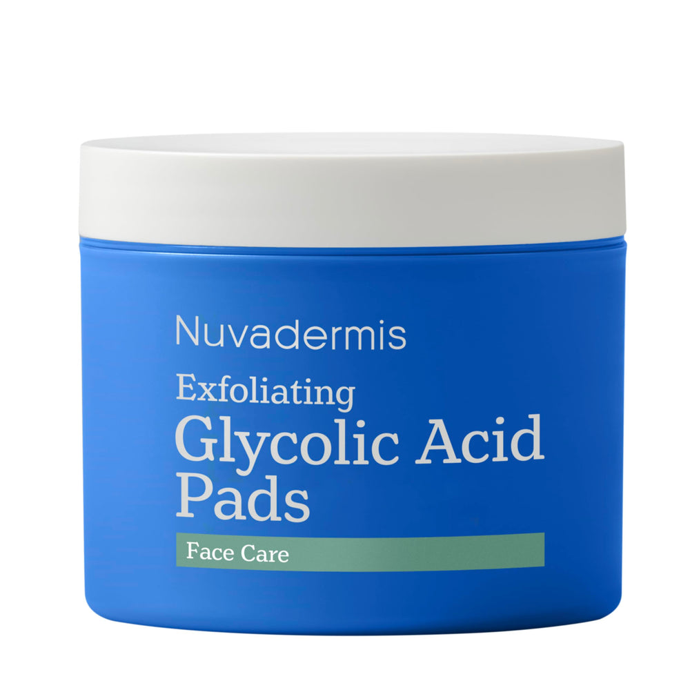 NUVADERMIS front packaging showing 60 pad jar and clear labeling benefits