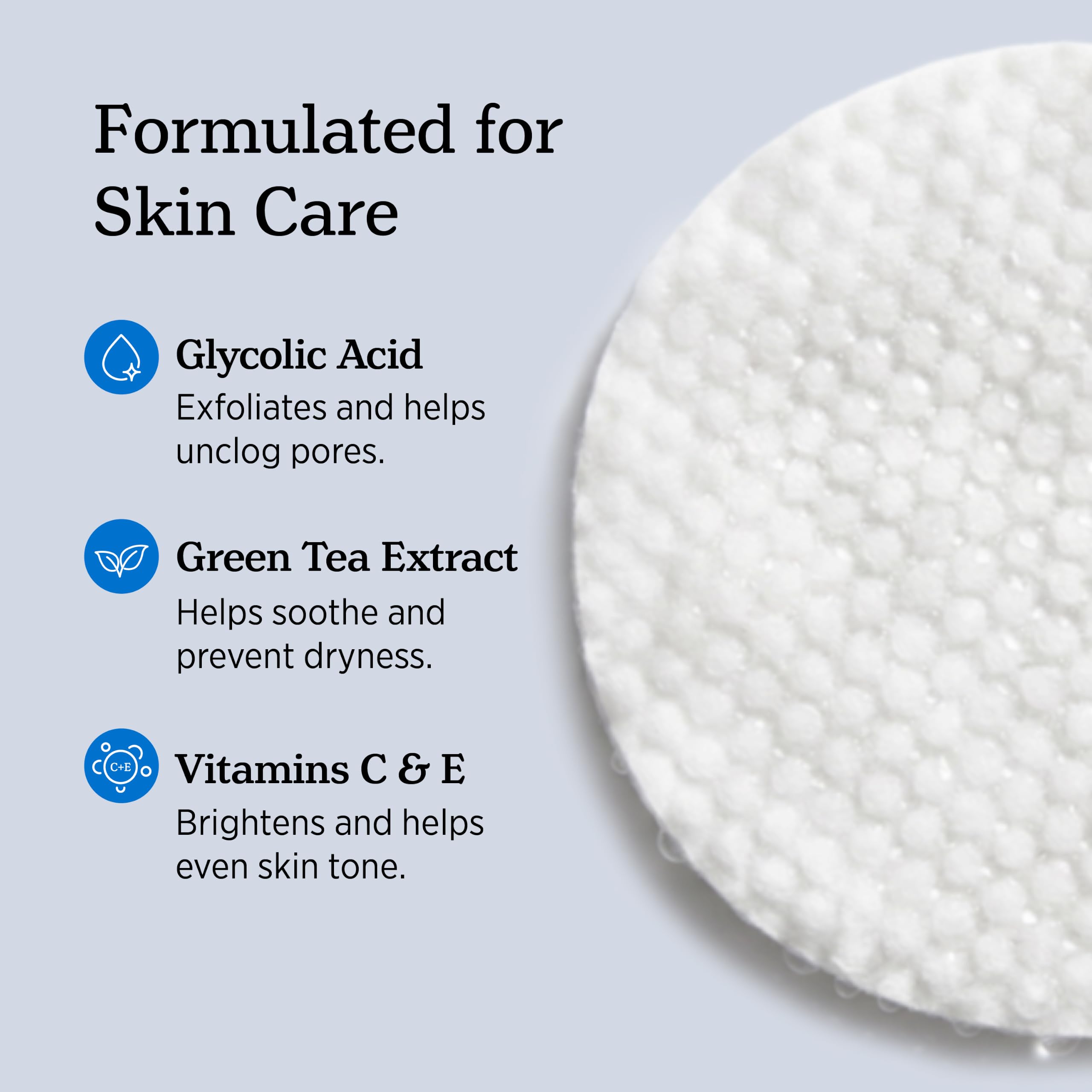 NUVADERMIS pad texture macro showing exfoliating surface and gentle finish