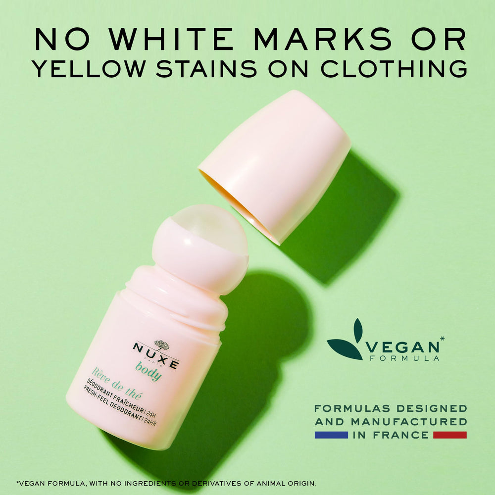 NUXE application roll-on underarm illustrating smooth glide and quick-dry comfort