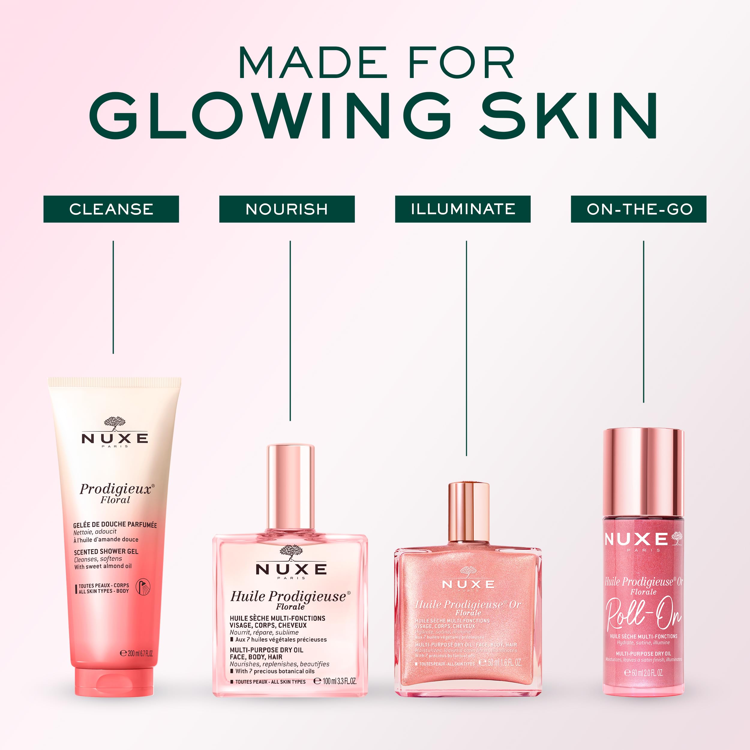 NUXE lifestyle on beach showing radiant, sun-kissed luminous skin