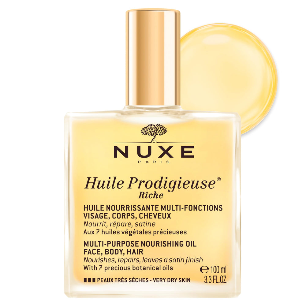 NUXE bottle front view showing elegant packaging and brand benefit