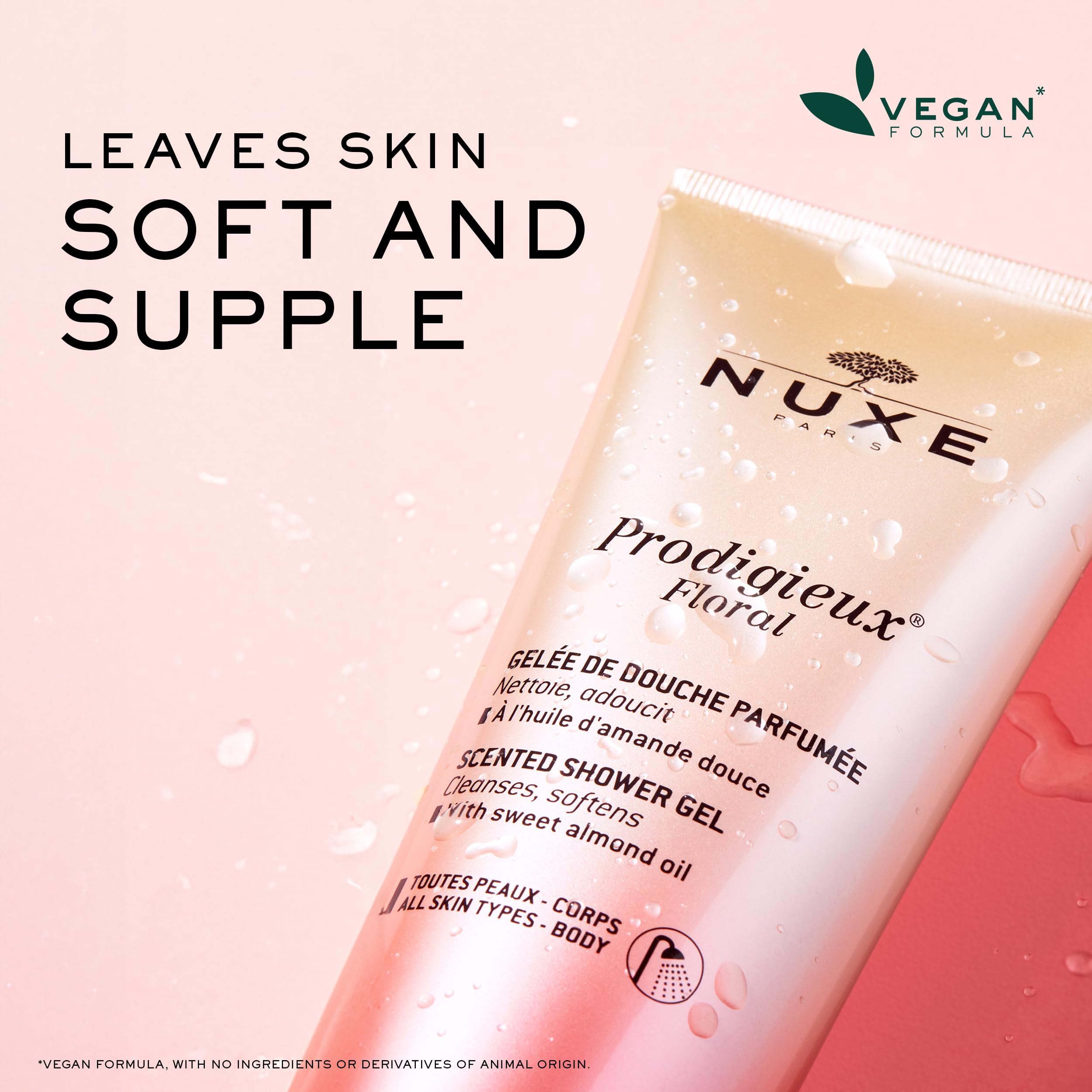 NUXE gel texture on hand close-up, shows creamy consistency and softness