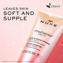 NUXE gel texture on hand close-up, shows creamy consistency and softness